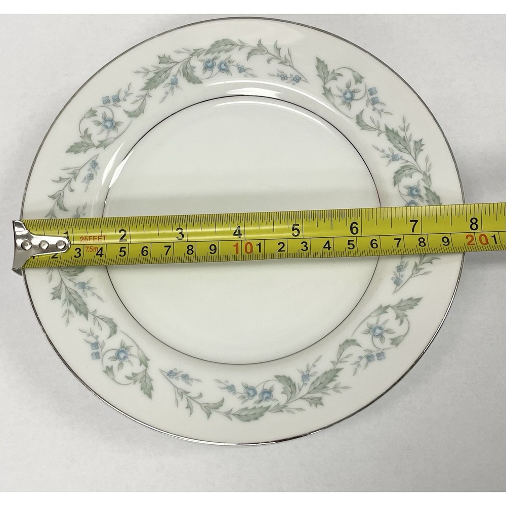 Rose China Japan Louise 3803 Salad Plates Set of 6 Blue Floral Silver Rim 8" - Picture 4 of 5